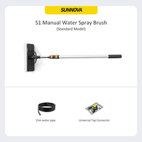 Brosse de nettoyage manuelle pour panneaux solaires SUNNOVA 30 cm avec pompe à eau, perche télescopique longue, kit complet de nettoyage pour fenêtres et panneaux photovoltaïques