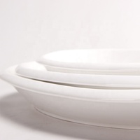 Vaisselle de restaurant en gros 14 pouces assiette plate en poisson blanc assiettes ovales en mélamine en forme d'oeuf