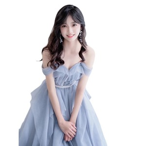 Escaped Princess Evening Gown Blue Empire Waist Sweetheart Neckline Ruffles Coming Of Age Ceremony Dress - Product Image 5