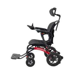Asiento ergonómico y respaldo, silla de ruedas eléctrica ligera plegable - Product Image 3