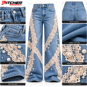 Jeans de Mezclilla Personalizados para Mujer, Corte Recto, Lavado Ácido, para Minoristas de Moda, Producción al por Mayor de Marca Privada - Product Image 6