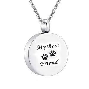 ステンレス製銀メッキのキリスト教徒用大型遺灰入れ、ペットの足跡入り火葬壺、親友の記念品ネックレスペンダント - Product Image 4