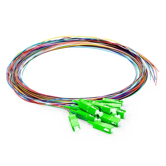 SCUPC konnektörü ile SM 12 Bunchy Pigtail 12 çekirdek Fiber optik kablo