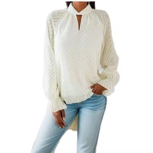 Blusa Corta de Manga Larga con Diseño Nuevo, Blusa de Seda Informal y Elegante para Verano, Tops para Mujer - Product Image 1