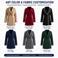 Jas Blazer Wanita Custom dengan Detail Kontras, Kerah Notch, Kancing Dua Baris, Produsen Label Pribadi
