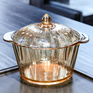 ガラス鍋2.2L耐熱調理用ガラスキャセロールギフトボックスキッチン高ホウケイ酸アンバーグラススープポット - Product Image 5