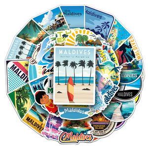 50個工場用ホット荷物ステッカー旅行お土産防水カスタマイズモルディブステッカー - Product Image 6
