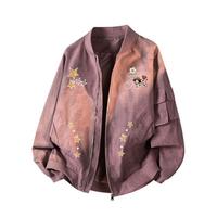 Blouson Bomber Rose en Satin Brodé Style Vintage, Col Montant, Qualité Supérieure, pour Hommes – Veste Décontractée Type Varsity – Meilleures Ventes