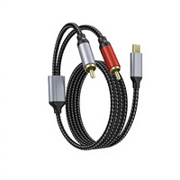 Câble audio Type-C vers double RCA 3,5 mm 6,5 mm en cuivre sans oxygène pour ordinateurs, smartphones, amplificateurs, enceintes – Câble répartiteur 2-en-1