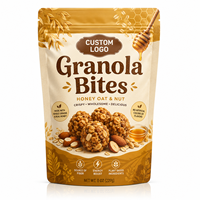 Sachets Mylar personnalisés pour granola, format ZA, 3,5 g, pochettes verticales imprimées pour l'emballage de snacks à l'avoine, au miel et aux noix