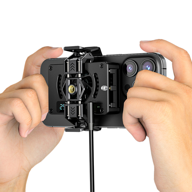 Cell Phone Cooler Aluminum Alloy Semiconductor Mobile Phone Radiator Portable Cooling Fan Wide Angle Smartphone Gaming Video