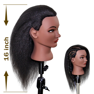 Vero americano africano femminile manichino Remy parrucchiere manichino per la formazione di salone di cosmetologia testa manichino con <span class=keywords><strong>capelli</strong></span> di alta qualità - Product Image 2