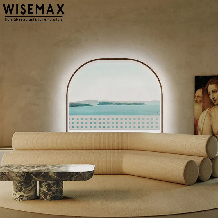 WISEMAX FURNITURE Luxury U shape velvet corner sofa modern living room sofa set hotel lobby combination large size sofa set