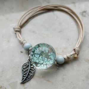 Hochwertige Kristallglas kugel Charm Armband Frauen Mehr schicht iges Leder armband Lucky Leaf <span class=keywords><strong>Clover</strong></span> Flower Anhänger Armreifen - Product Image 4