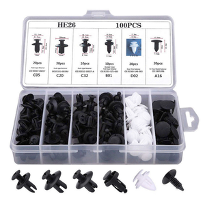 HE26 100PCS Grapas de Retención para Coche, Sujetadores de <span class=keywords><strong>Plástico</strong></span> Automotrices, Clips de Guardabarros de Tamaños Mixtos, Remaches de <span class=keywords><strong>Plástico</strong></span> - Product Image 1