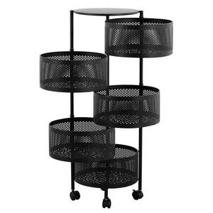 Kitchen <b>Vegetable</b> Rack Cylindrical Floor Type 360 Degree Rotating <b>Baskets</b> Rack 5-Layer Shelving Metal Storage Rack - Product Image 1
