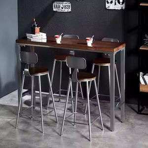 金属製バースツール工業用金属製バックレスト木製シート75cm背の高いバースツール - Product Image 5