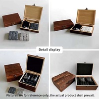 Coffret Cadeau de Luxe Rectangulaire Noir en Bois Fait Main de Haute Qualité pour Whisky avec Pierres à Whisky et Matériaux Recyclés