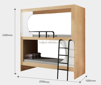 Lits superposés pleine grandeur en bois massif au design moderne pour usage scolaire, commercial, dortoir, appartement, hôtel, espace e-sport inspiré de la capsule spatiale JX