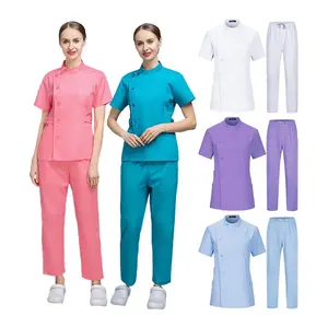 ストレートパンツ付き女性ヘルスケア作業服スクラブスーツのための高品質のスタイルのスクラブユニフォームセット