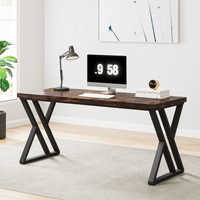 Bureau d'écriture Tribesigns de 55 pouces, bureau d'ordinateur avec pieds en métal et plateau en bois, table d'étude moderne et simple