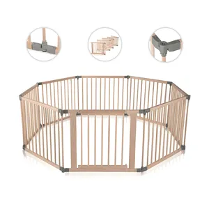 Foldable Baby Toddlers Play Fence Wooden Playpen