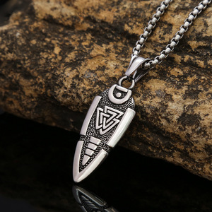 Yunnique-collar de acero inoxidable para hombre, colgante de flecha, logotipo triangular vikingo, joyería de moda, regalo - Product Image 2