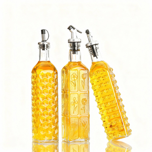 Vente flash : Bouteille distributrice d'huile d'olive de 500 ml, bouteille vide en verre pour huile de cuisson, bouteilles carrées pour vinaigre - Product Image 5