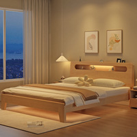 Lit simple en chêne massif de style nordique |   Lit double élégant et minimaliste pour hôtels et appartements |   Meubles de chambre à coucher