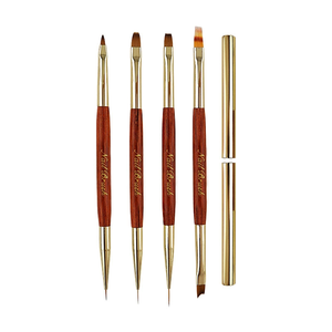 Double End Rose Gold Nail Art Brush Metal Handle Gel Liner Detail 3D Acrylic Painting Brush with Cover - Product Image 1