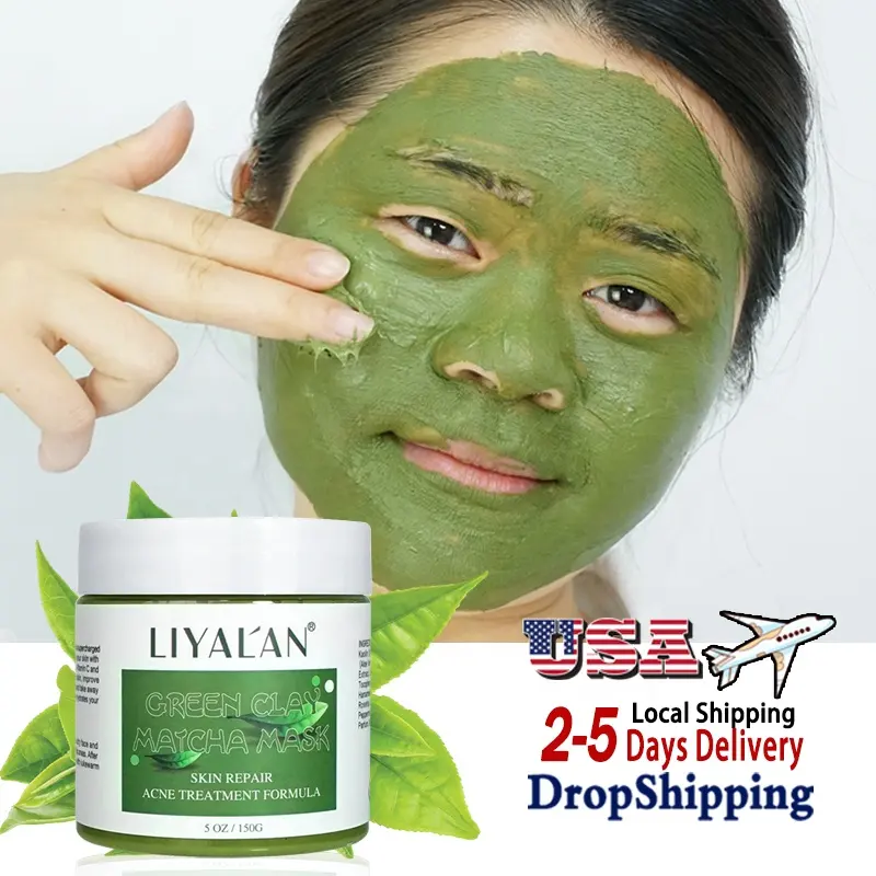 Masque Facial Anti-acné, armoire privée, cosmétique à base de plantes, cache-nez détoxifiant, en argile à base de thé vert