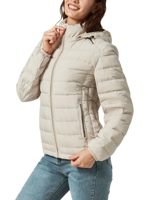 Doudoune matelassée légère pour femme à manches longues avec col montant et capuche amovible – Veste décontractée pour le quotidien