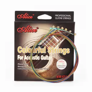 Cordas para violão, cordas coloridas revestidas de liga de níquel para violão alice 011-052 aw435c embalagem