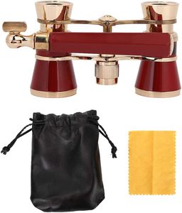 3x25 binocoli per occhiali da Opera in metallo rosso <span class=keywords><strong>Vintage</strong></span> regolabili con manico e telescopio antico - Product Image 5