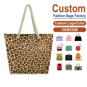 Nuevo Bolso Tote con Asa de Cuerda y Estampado de Leopardo, Bolso de Compras de Lino con Estampado Animal, Bolso de Hombro con Gráfico Impreso Personalizado, 1 Pieza, Diseño Personalizado - Product Image 1