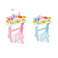Batterie de percussions 8 touches, instrument de musique, jouet de batterie et de piano pour enfants avec microphone, jouets d'instruments de musique pour enfants, chaise incluse