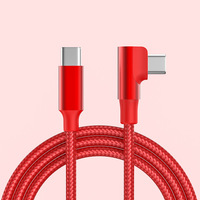 L Forma Usb C a Tipo C Cable 3a 60W Cargador rápido Trenzado Largo Plomo 0,25 m 1m 2m 3M 480Mbps