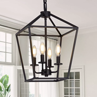 Lustre carré en laiton doré, style industriel rustique, pour cuisine, îlot, salle à manger, entrée extérieure