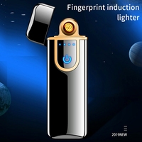 Briquet électronique créatif en métal à chargement USB, coupe-vent, à induction par empreinte digitale, avec fonction LED et résistance chauffante, idéal pour les cadeaux d'affaires