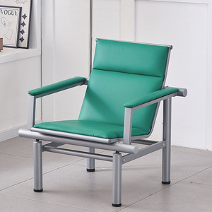 Sillas de espera para hospital con asiento de cuero azul y reposabrazos para área de espera de clínica médica - Product Image 2