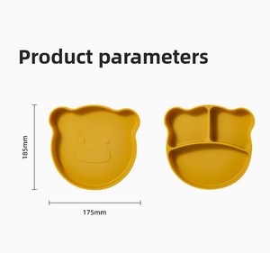 Assiette à ventouse en silicone durable en forme d'ours de dessin animé, 100 % alimentaire, sans BPA, avec compartiments, pour bébé, personnalisable avec logo, vente en gros - Product Image 6