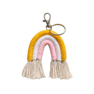 LLavero de adorno de arcoíris de nube tejida a mano, llavero bohemio de algodón de alta calidad con borlas, colgante de arcoíris, novedad - Product Image 4