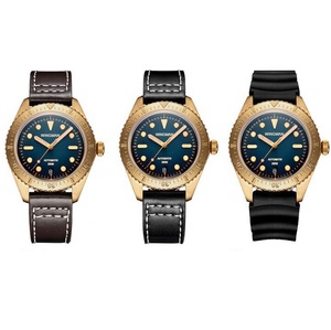 Relojes de Buceo para Hombre, Estilo Clásico Retro Casual, Bisel con Inserto, Esfera Superluminosa, Correa de Cuero Genuino, Resistentes al Agua hasta 200 Metros - Product Image 4