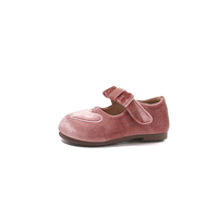 Chaussures de princesse en velours doux pour filles, motif cœur, nœud décoratif, style Mary Jane, pour filles de 3 à 12 ans, vente en gros d'usine