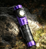 Lampe torche LED UV violette 395 nm, tactique, en alliage d'aluminium, lampe frontale rotative d'urgence, lampe de poche portable pour le camping en extérieur