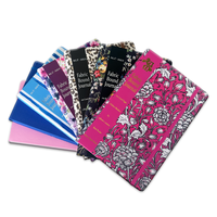 Carnet à couverture en tissu personnalisé avec poche et 2 marque-pages en ruban