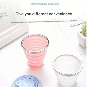 แก้วน้ำพกพาซิลิโคนปลอดสาร BPA พร้อมหลอดดูด พิมพ์โลโก้ได้ แก้วกาแฟพับได้สำหรับเดินทาง ถุงน้ำดื่มแบบใช้ซ้ำได้ อุปกรณ์เสริม - Product Image 3