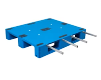 Palette plate en HDPE empilable 1200x800mm avec 8 tubes en acier pour rayonnage industriel