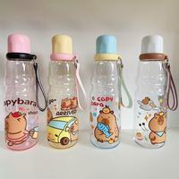 Kecolove Usine Vente en Gros 600ml Mignon Sports de Plein Air Double Boisson Capybara Bouteille d'Eau pour Enfants avec Paille et Sangle de Transport
