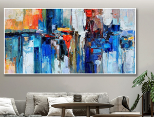 Bức tranh sơn dầu làm bằng tay đầy màu sắc toàn cảnh đầy màu sắc trừu tượng biển đóng khung tường nghệ thuật hiện đại Cảnh Biển Lớn - Product Image 3